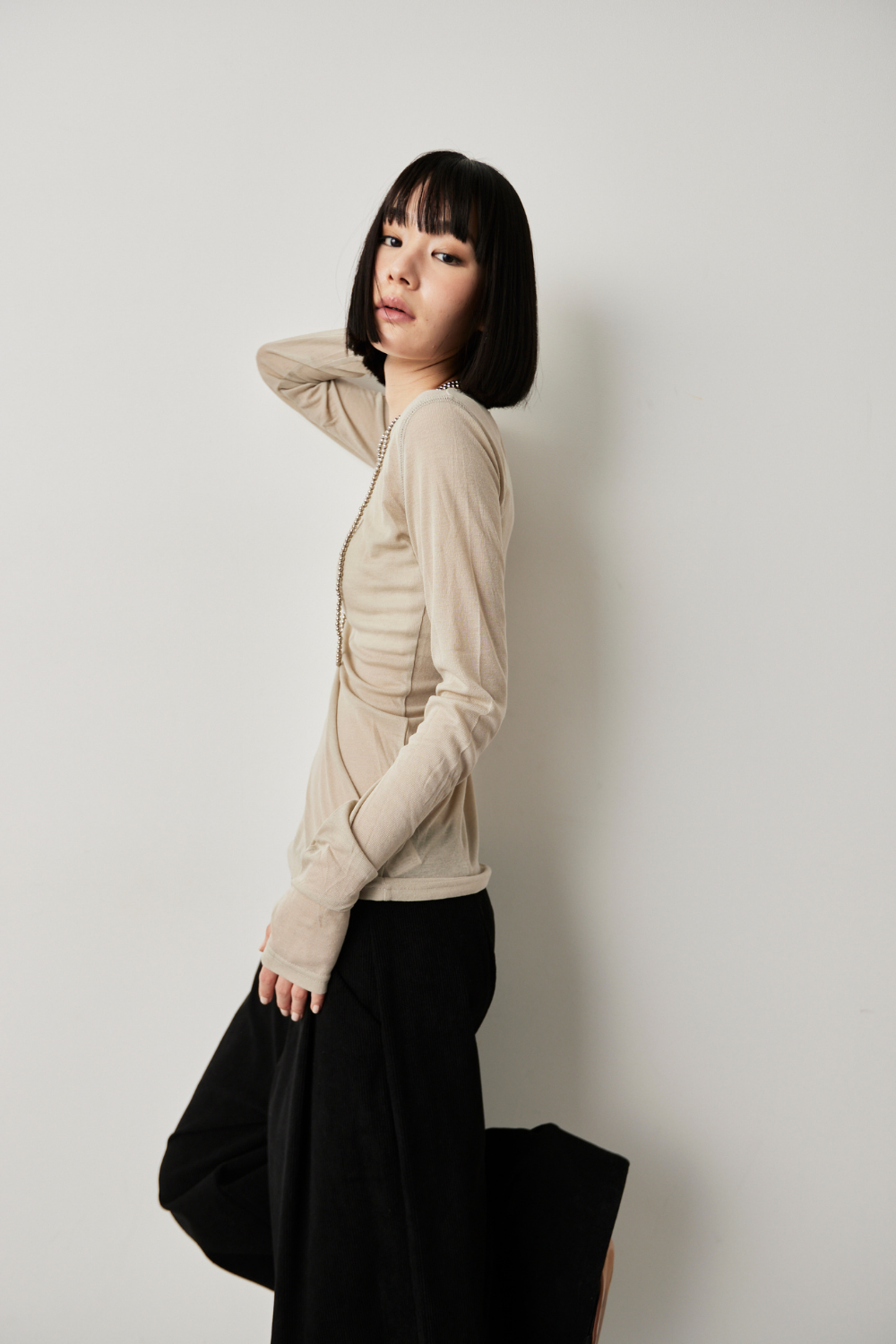 Sheer long sleeve tee