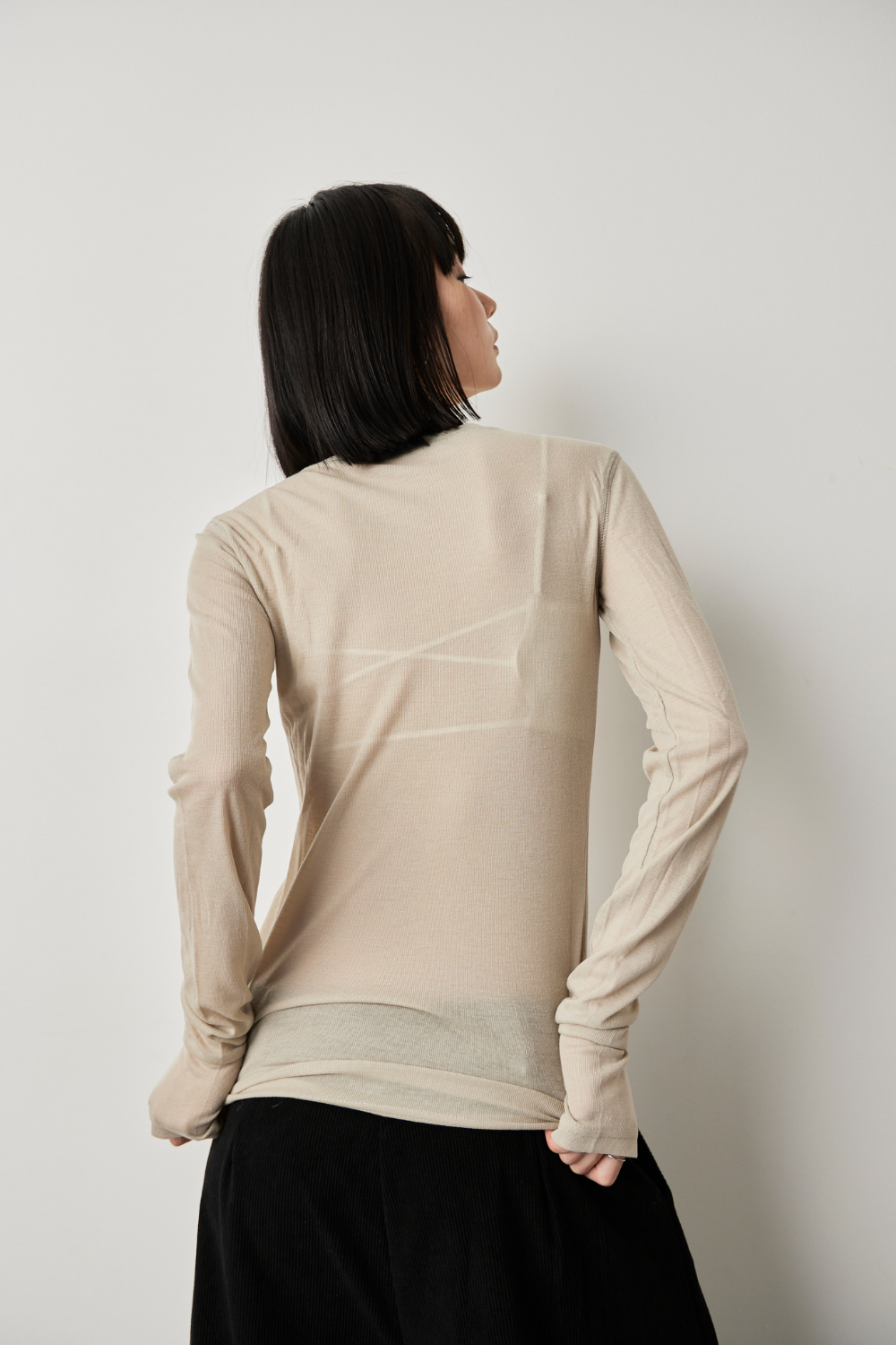 Sheer long sleeve tee