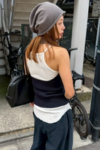 Halter neck knit vest