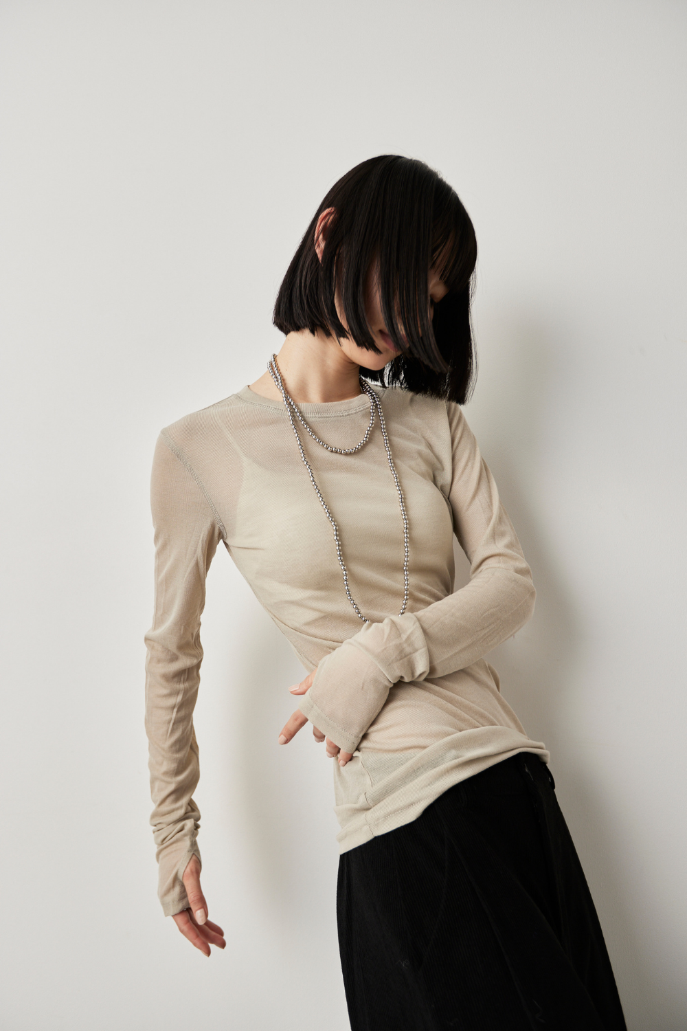 Sheer long sleeve tee