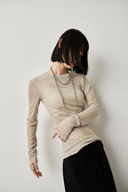 Sheer long sleeve tee