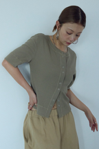 Thermal half sleeve snap cardigan