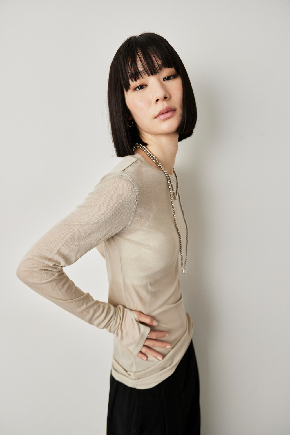 Sheer long sleeve tee