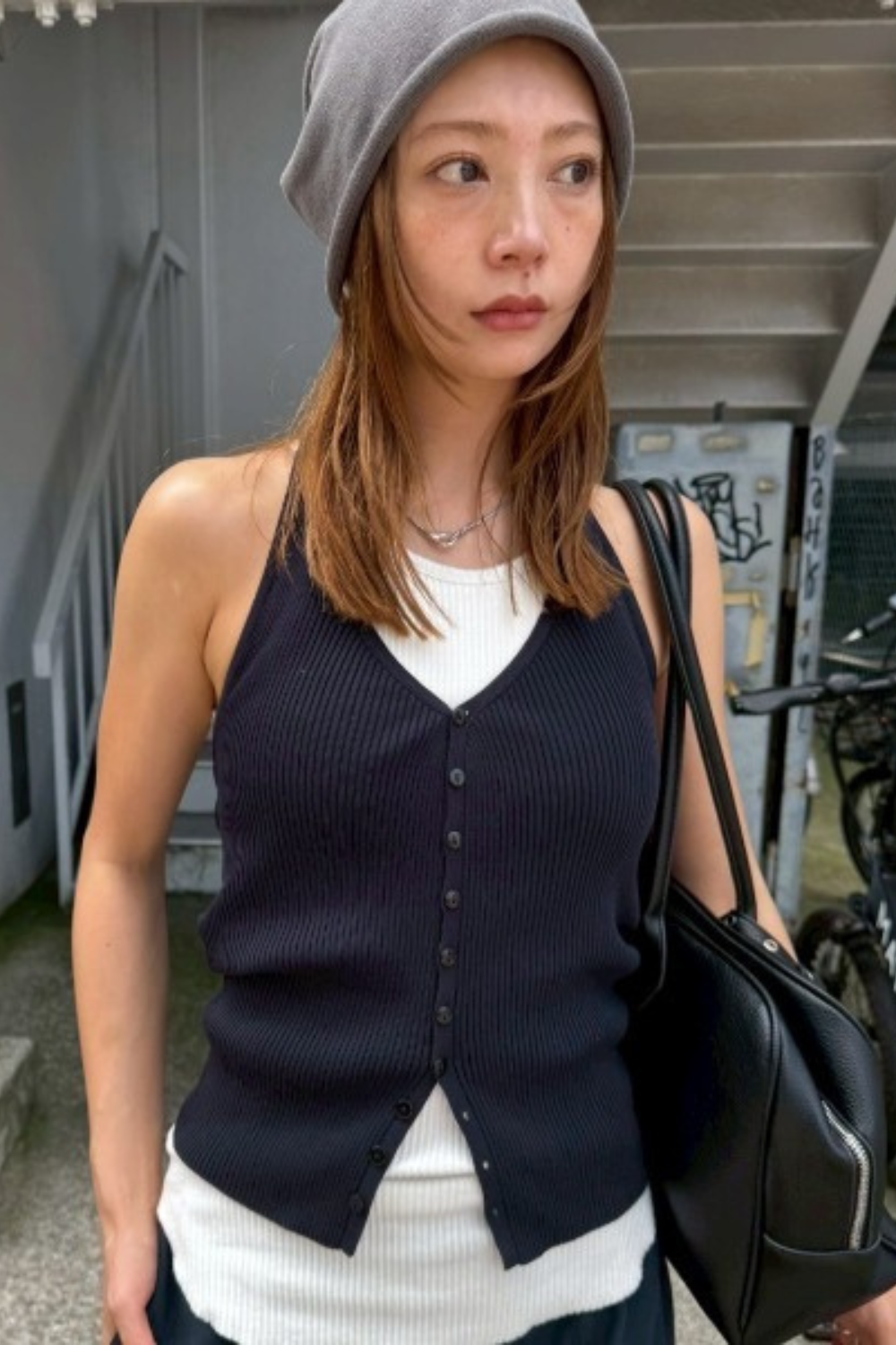 Halter neck knit vest