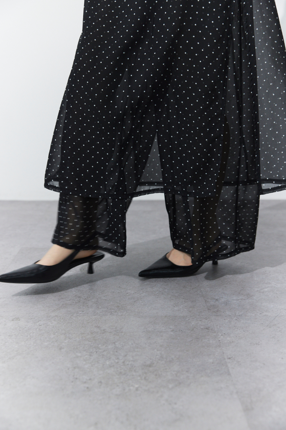 Sheer dot layered all-in-one