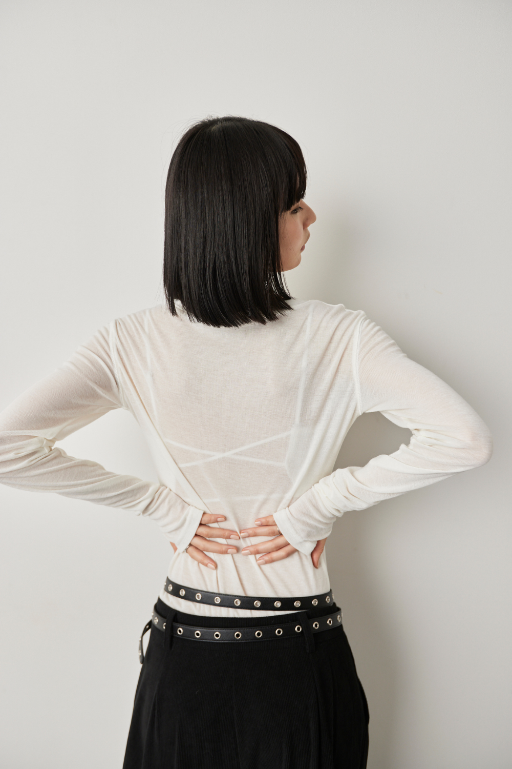 Sheer long sleeve tee