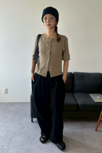 Thermal half sleeve snap cardigan