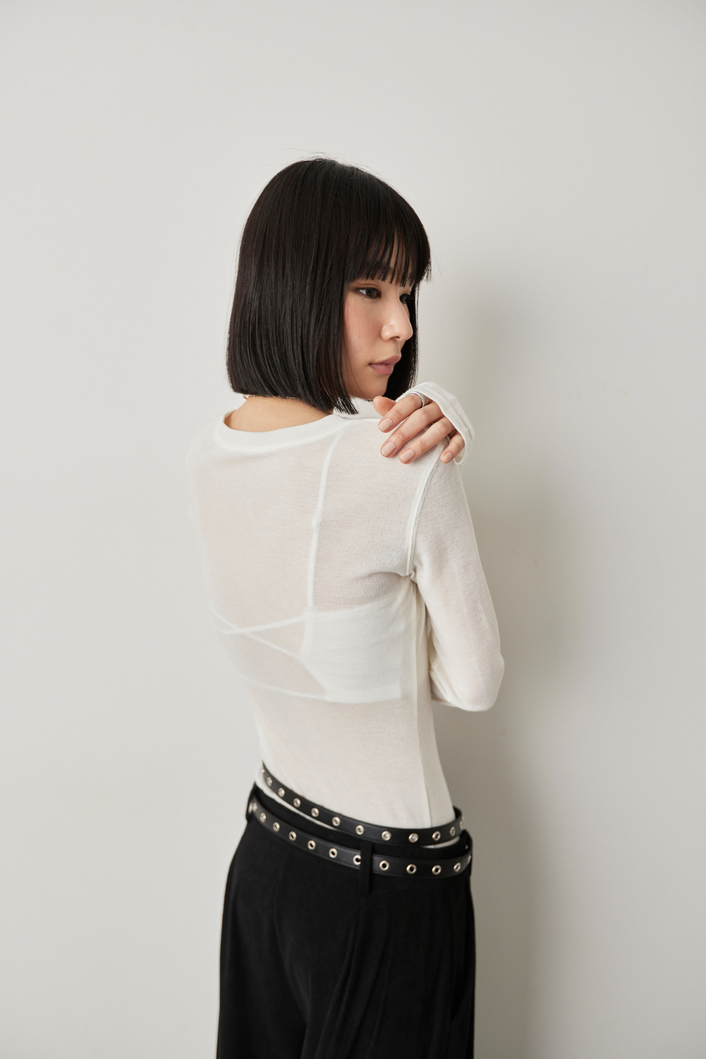 Sheer long sleeve tee