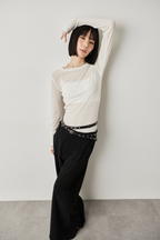 Sheer long sleeve tee