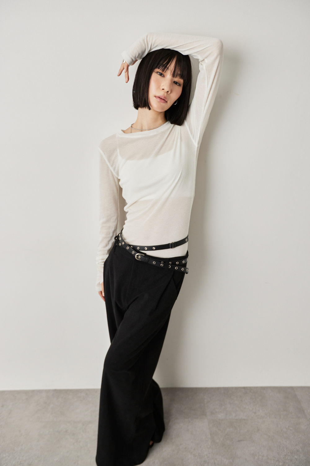 Sheer long sleeve tee