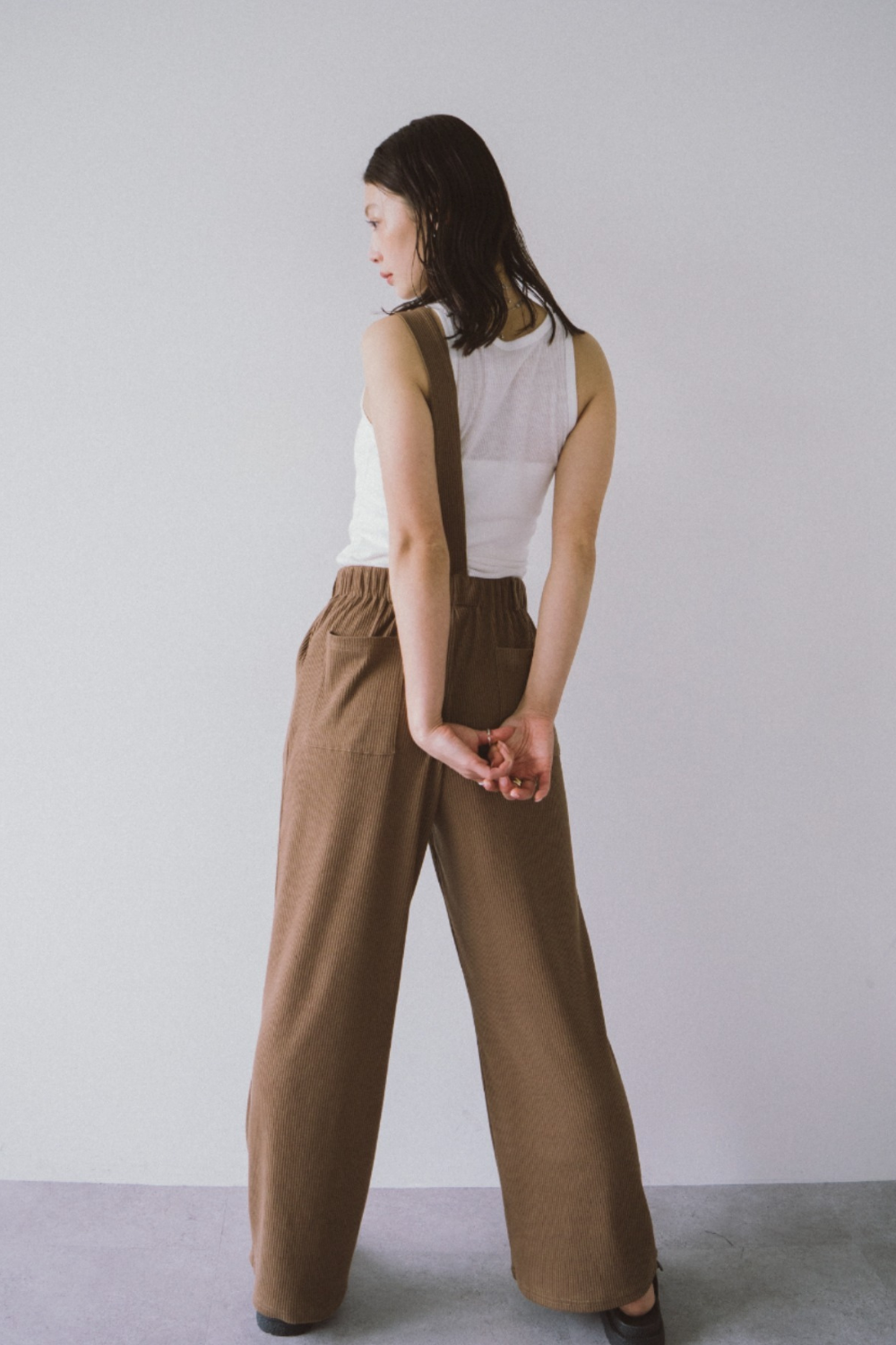 Shoulder belt rib pants