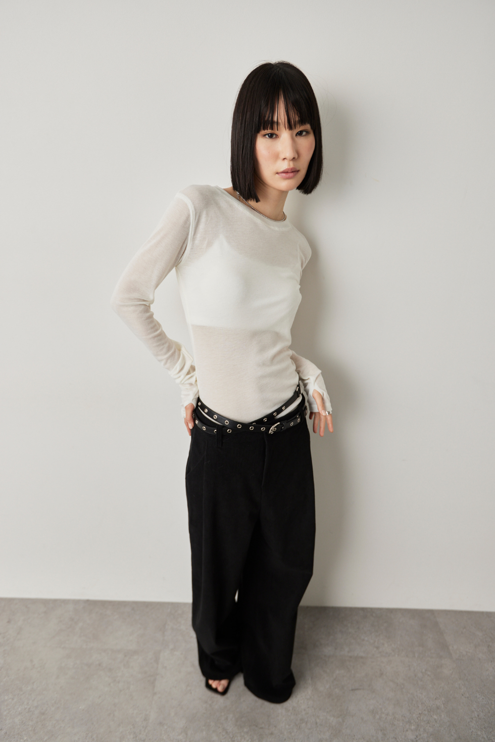 Sheer long sleeve tee