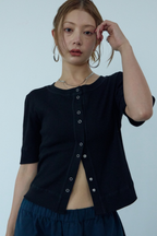 Thermal half sleeve snap cardigan