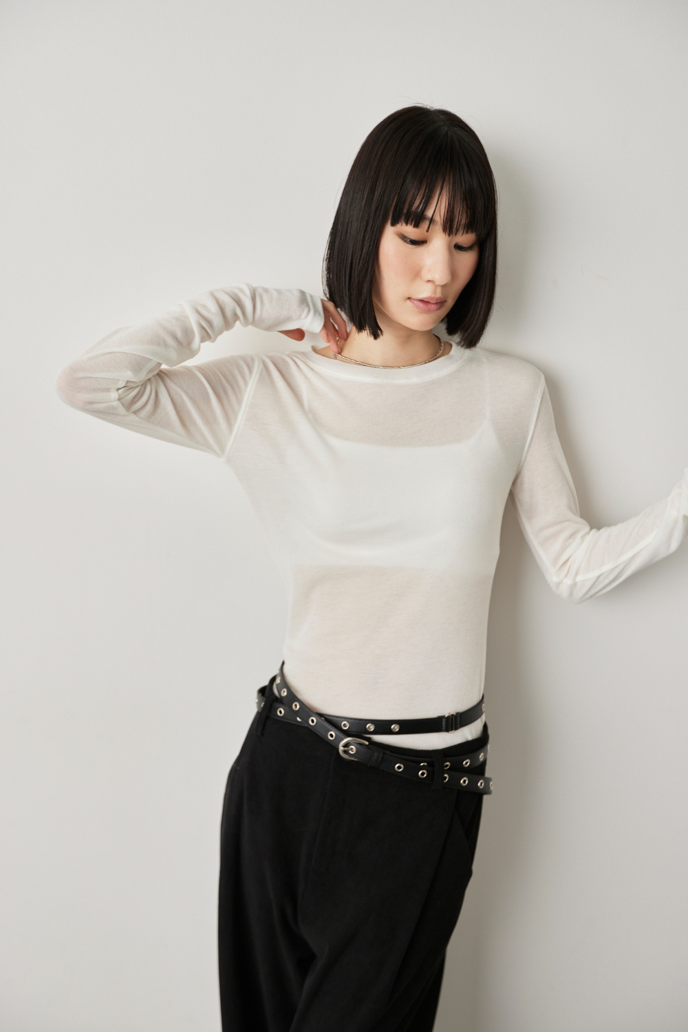 Sheer long sleeve tee