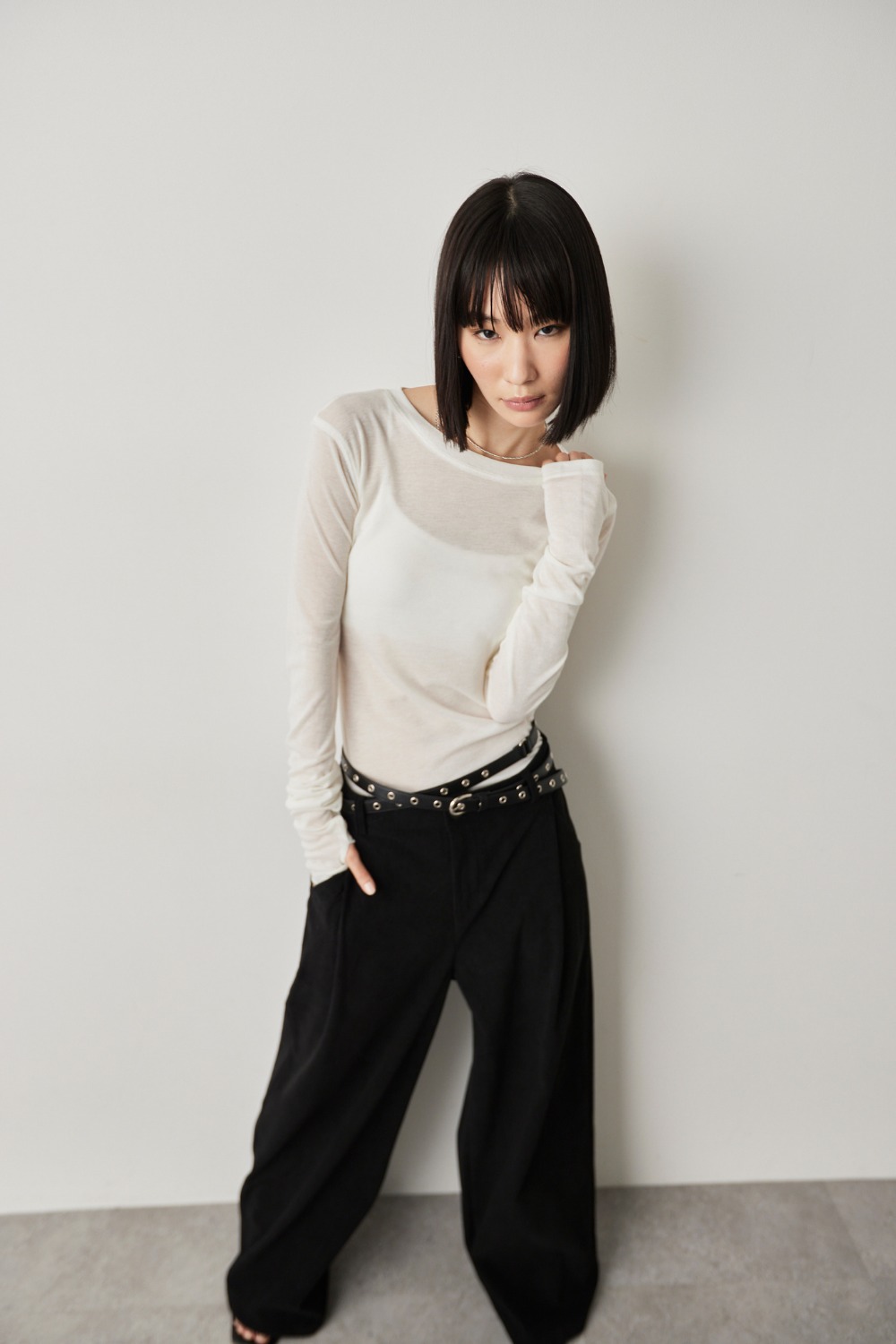 Sheer long sleeve tee