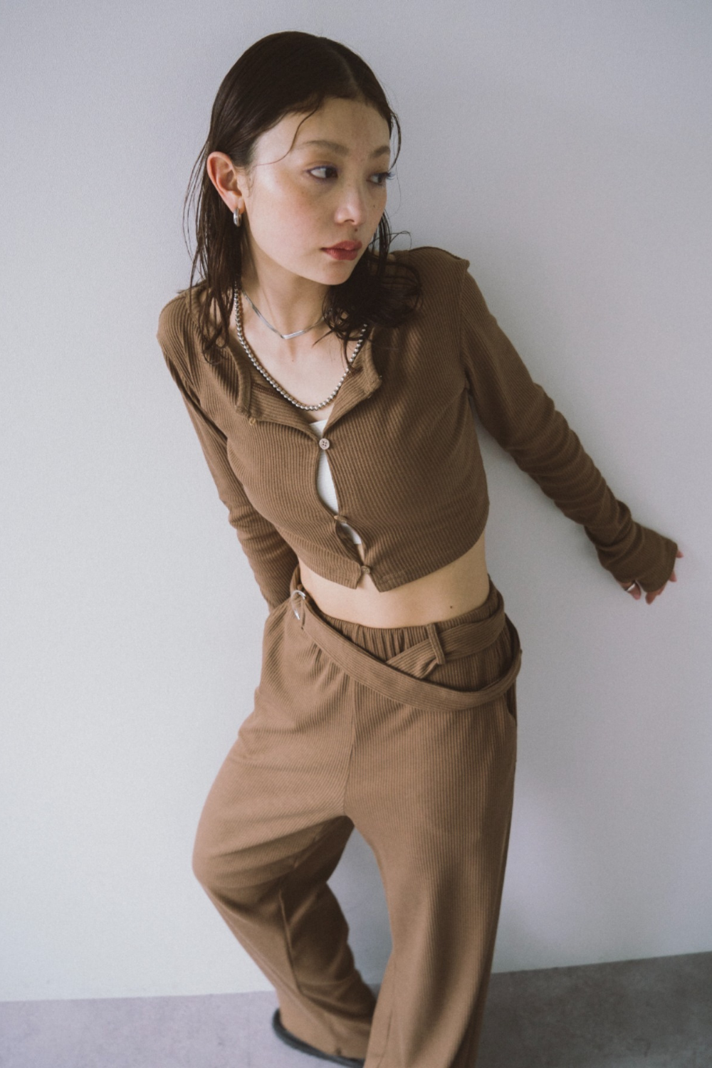 Shoulder belt rib pants