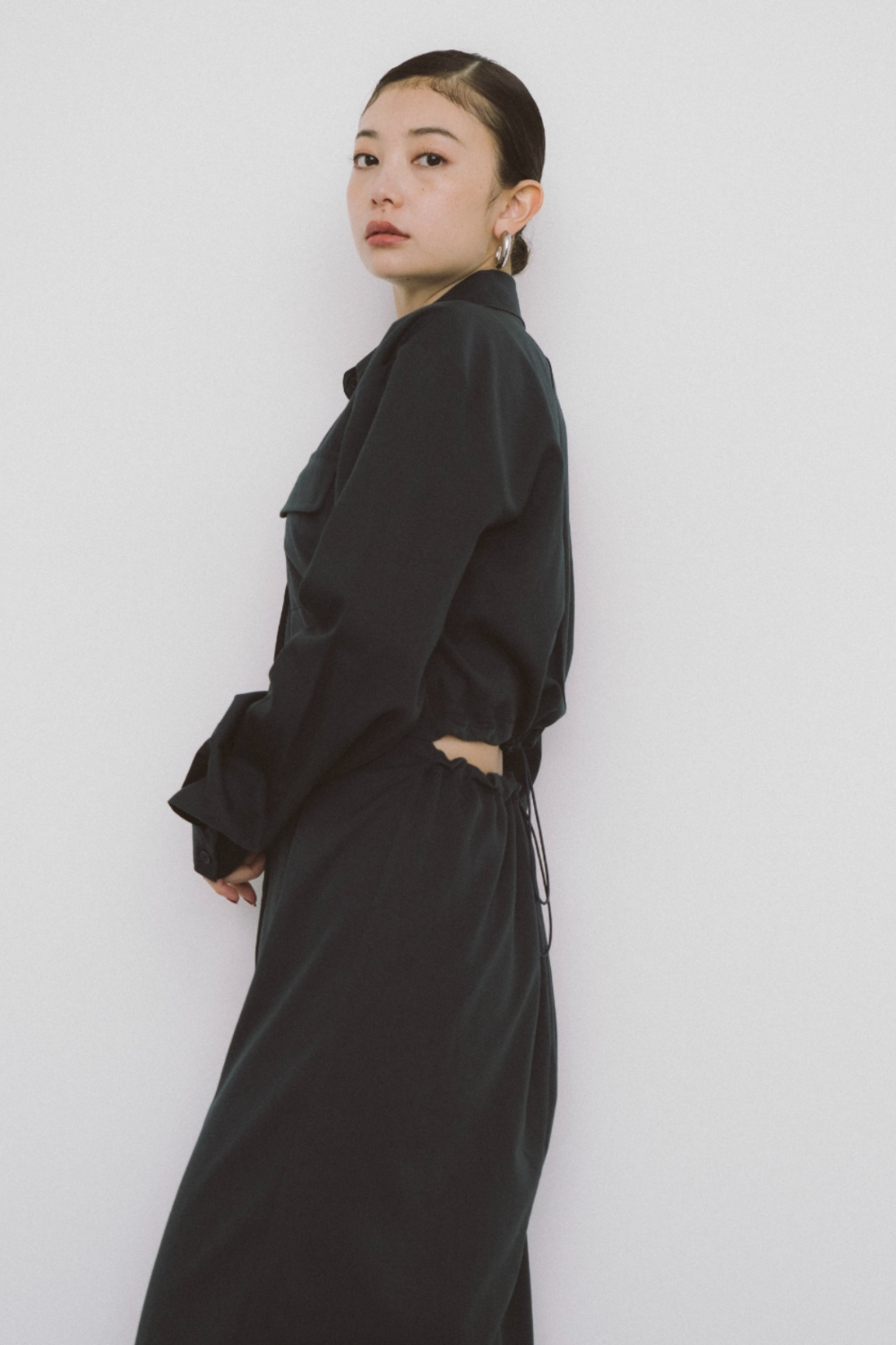 Back long shirt dress