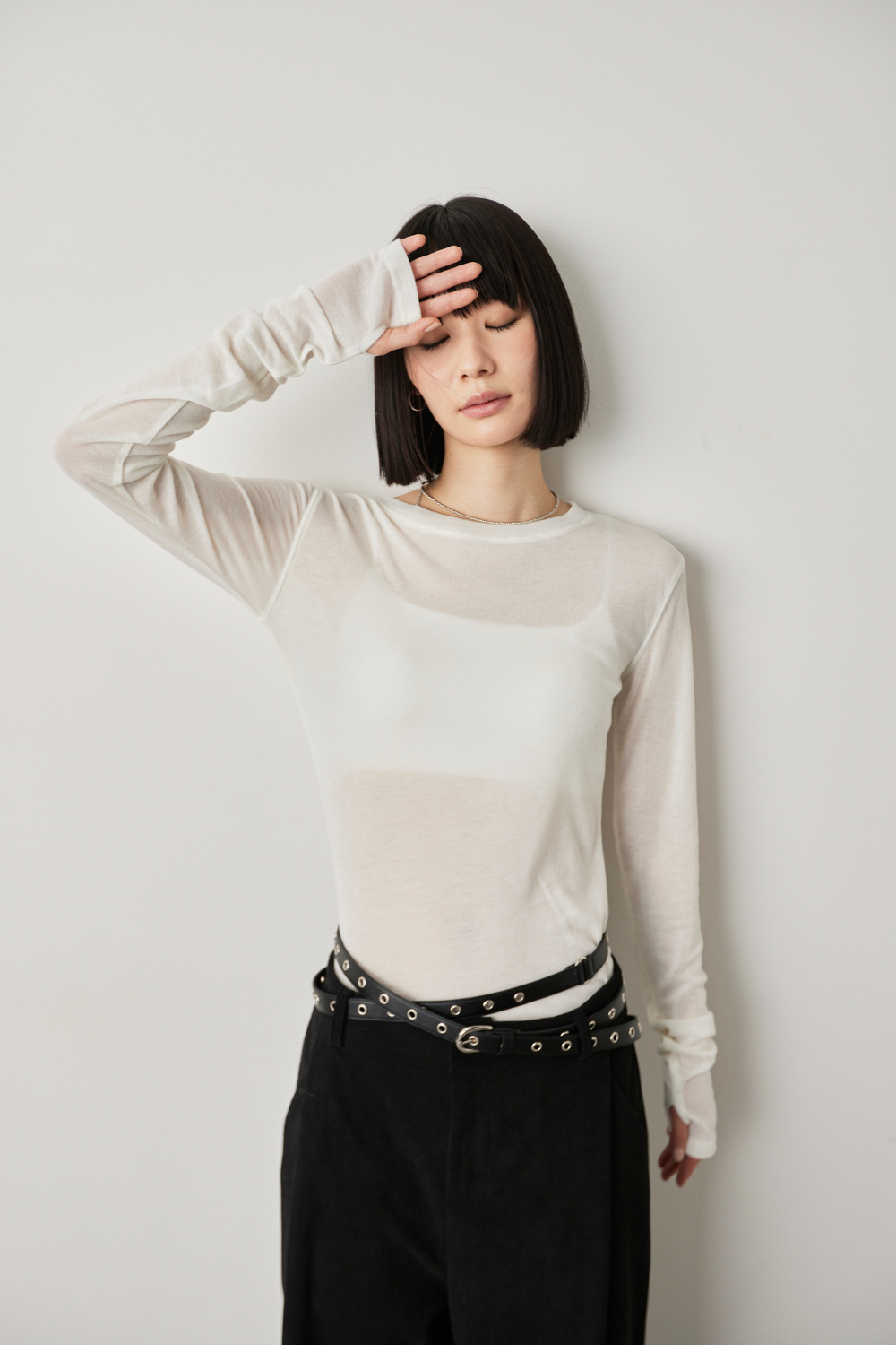 Sheer long sleeve tee