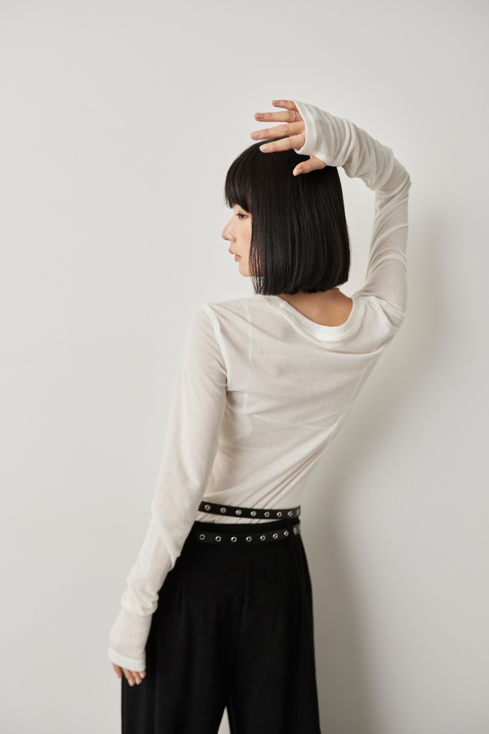 Sheer long sleeve tee