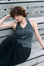 Halter neck knit vest