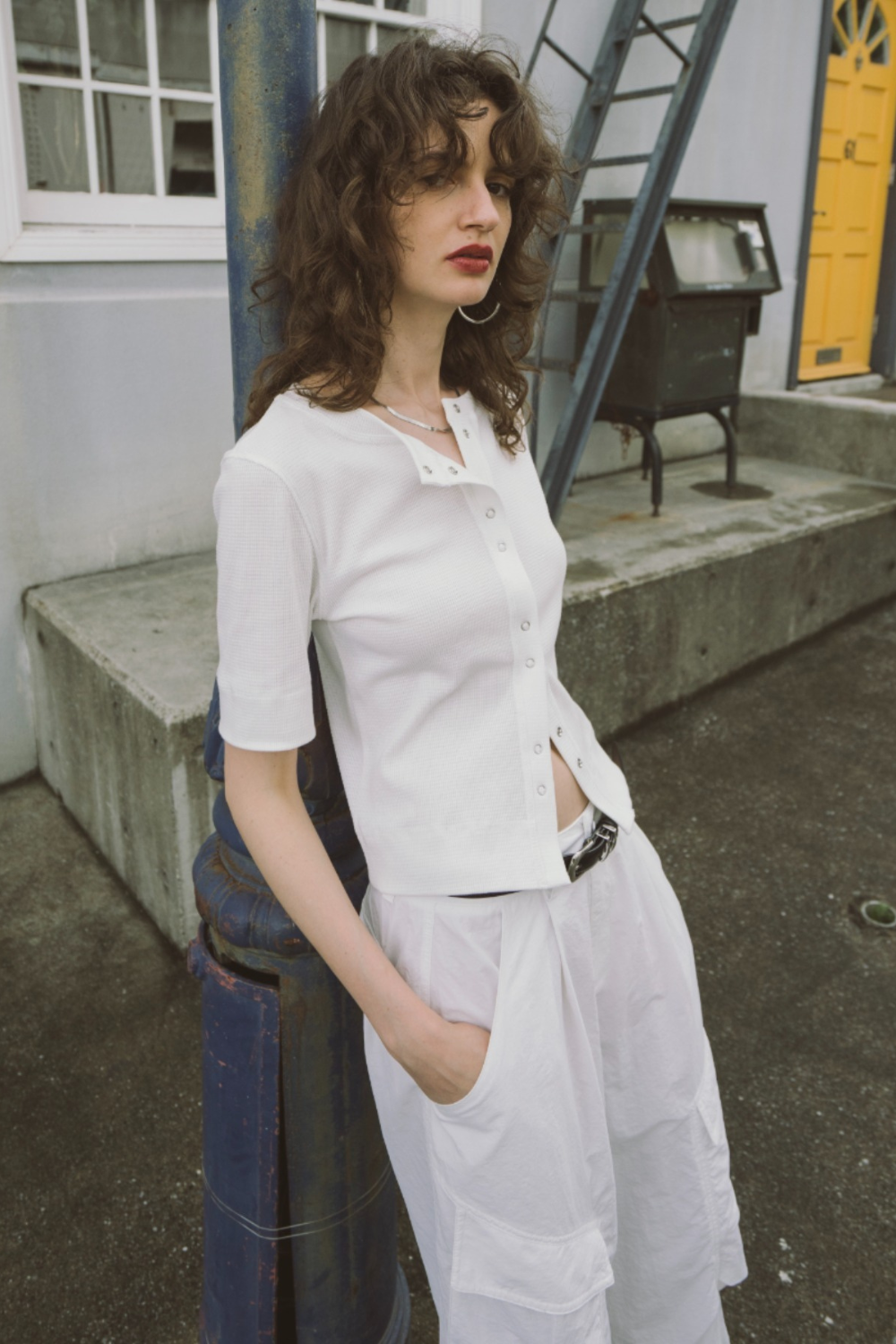 Thermal half sleeve snap cardigan