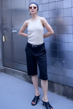 Slit hem capri pants