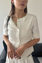 Thermal half sleeve snap cardigan