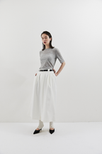 Tuck flare midi skirt
