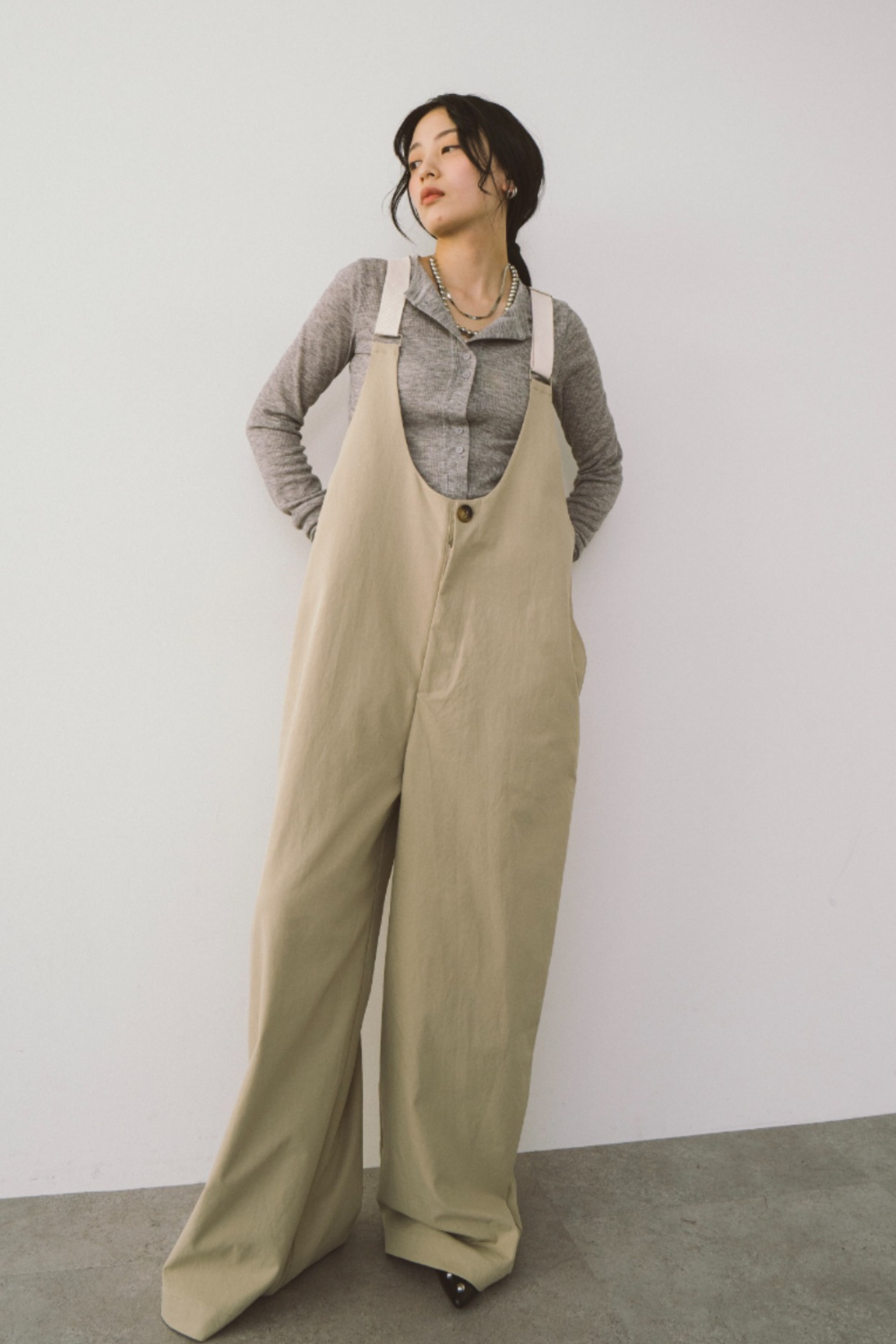 Suspender wide pants