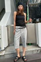Slit hem capri pants