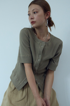 Thermal half sleeve snap cardigan