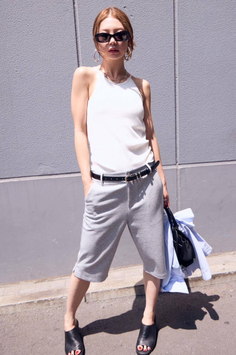 Slit hem capri pants