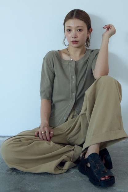 Thermal half sleeve snap cardigan
