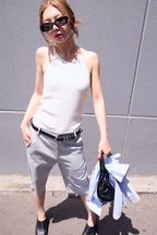 Slit hem capri pants