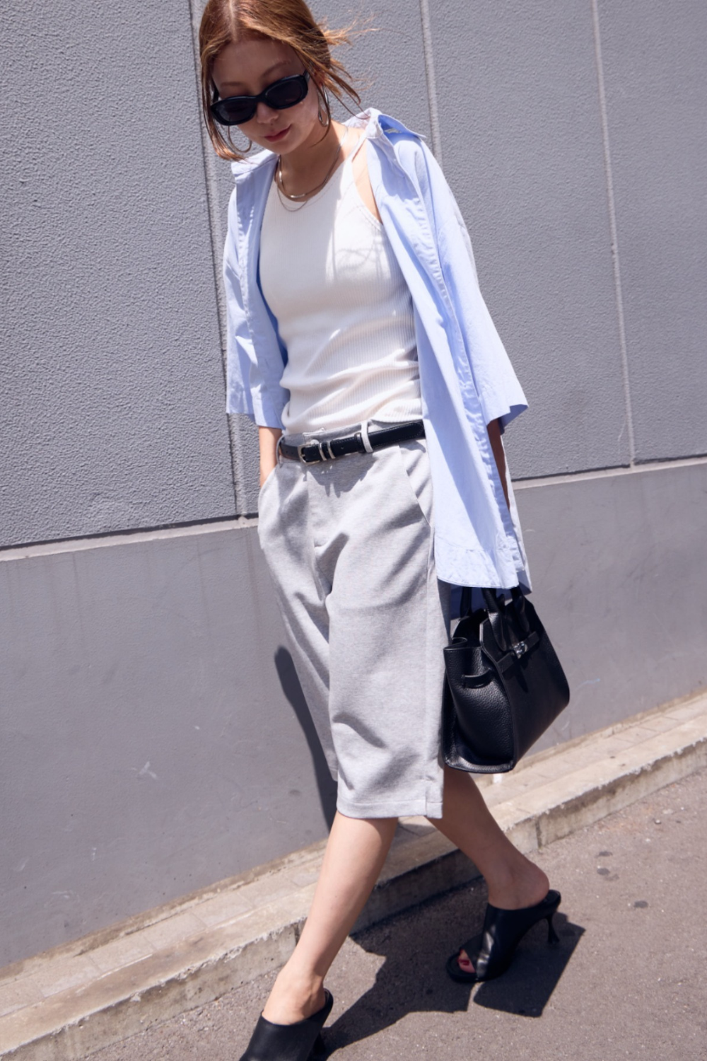 Slit hem capri pants