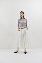 Tuck flare midi skirt