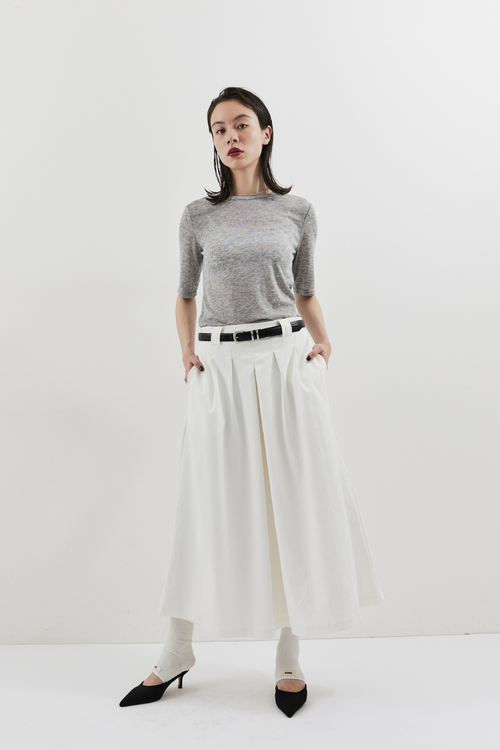 Tuck flare midi skirt