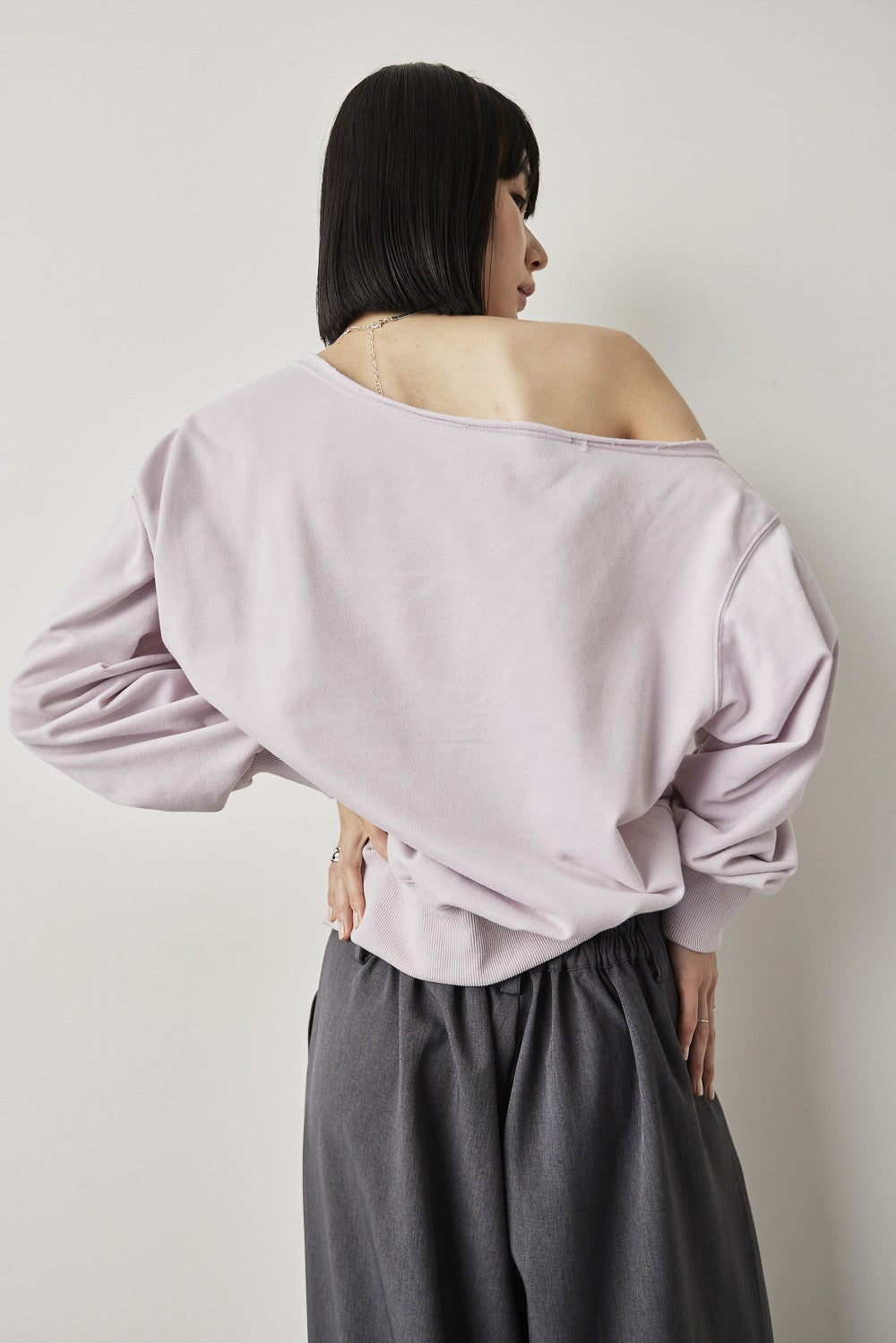 One-shoulder light sweatshirt top