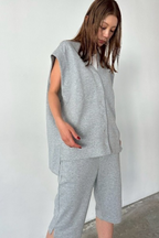 Slit hem capri pants