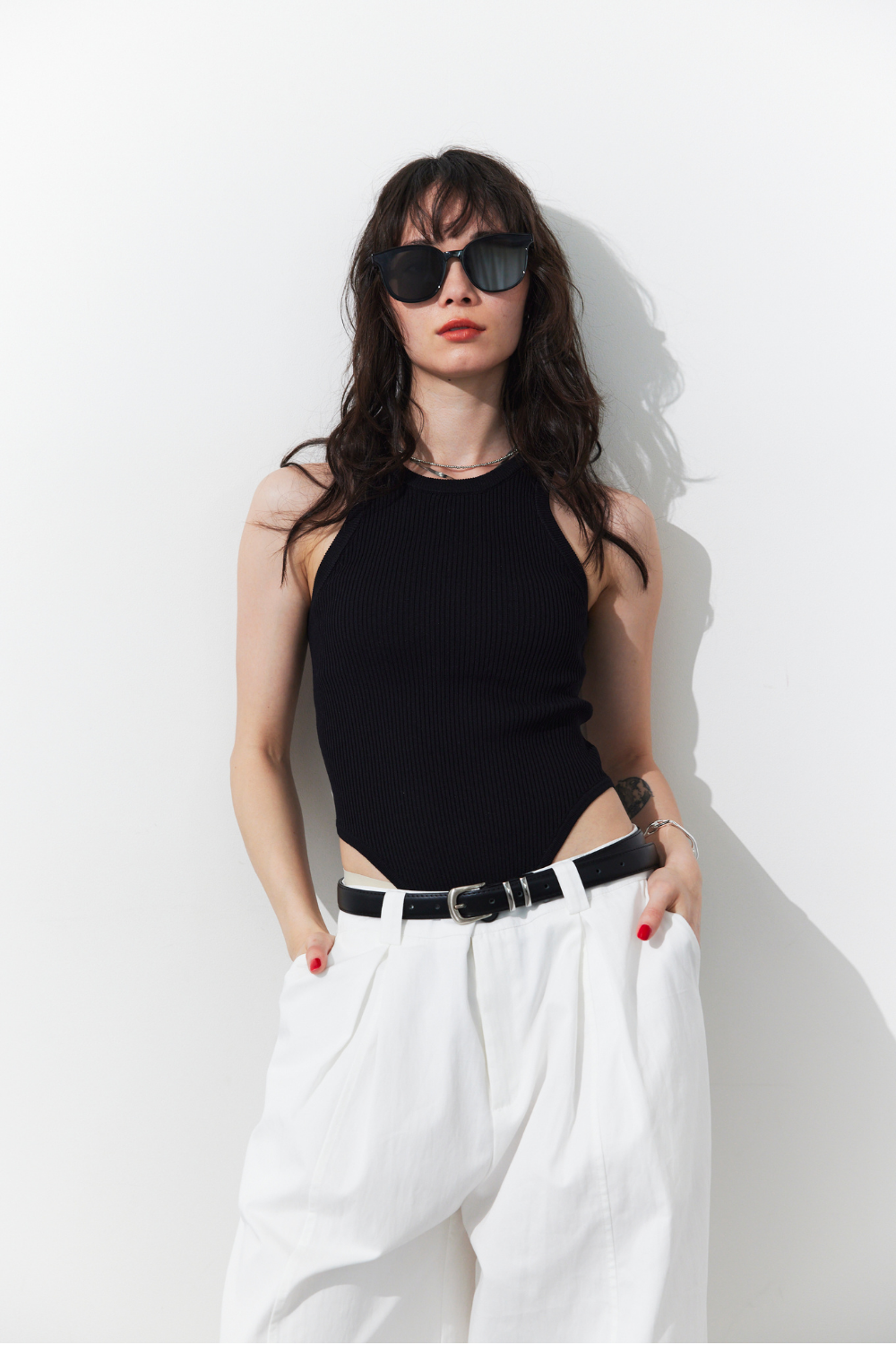 Rib-knit tank bodysuit