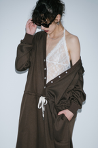 V-neck sweatshirt jumpsuit