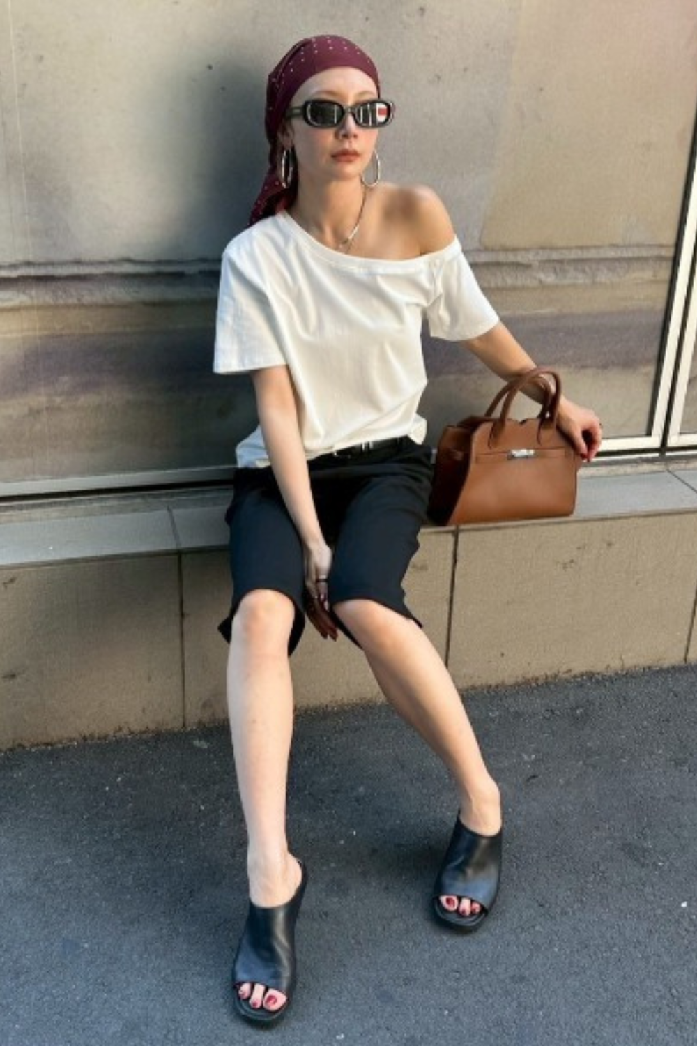 Slit hem capri pants