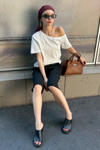 Slit hem capri pants