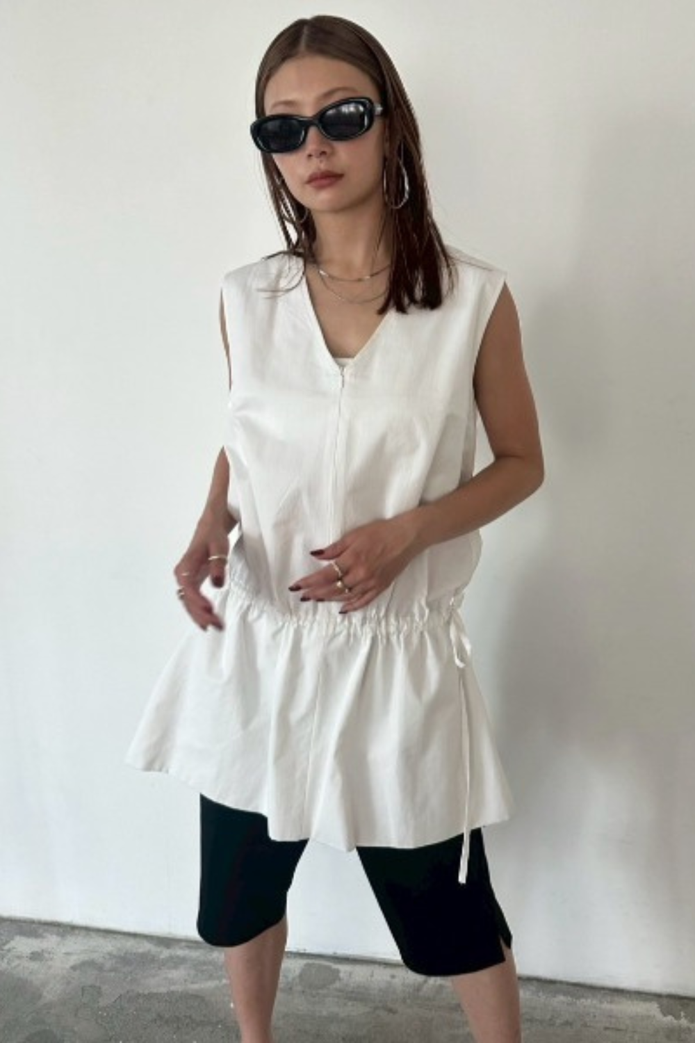 Slit hem capri pants