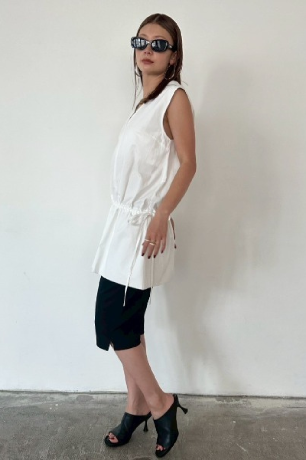 Slit hem capri pants