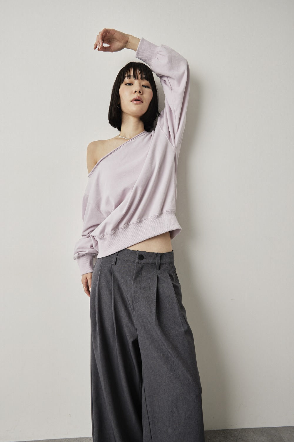 One-shoulder light sweatshirt top