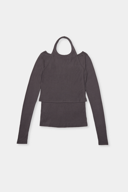 Halter layered sheer long T-Shirt