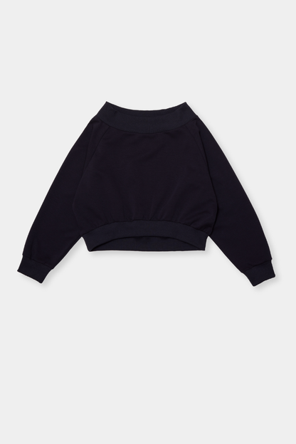 Sweatshirt-touch off-shoulder tops