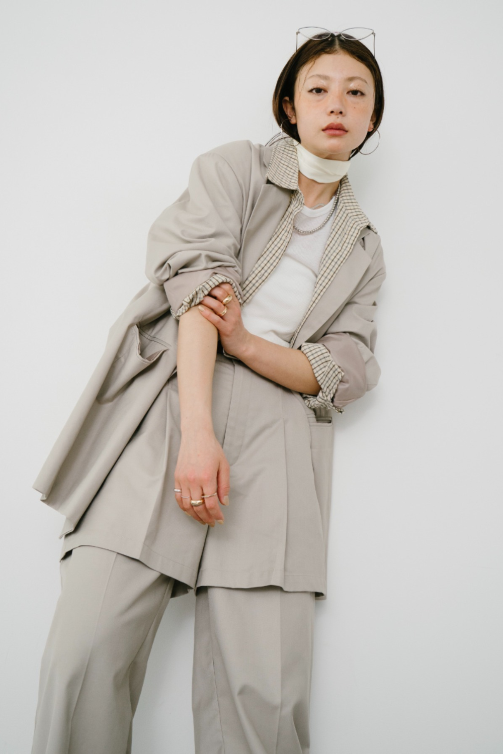 【Collaboration】Layered tuck pants