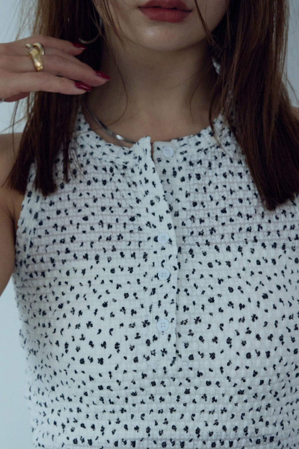 Flower henry neck tank top